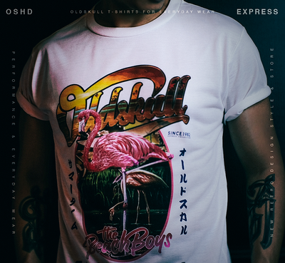 T-Shirt OLDSKULL Express HD N°122 - Flamingo - Nature/Animal OBAWI Tee-shirts store